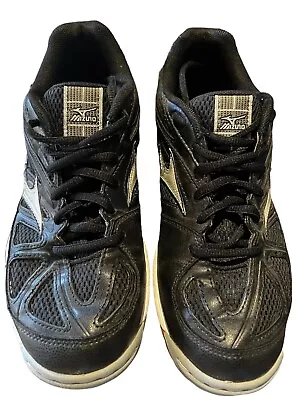 Mizuno Womens Black Silver Size 9 Sneakers Volleyball Wave Rally Nonmarking • $23.03