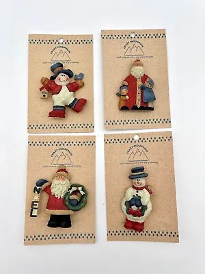 Set Of 4 Vintage 2000 Crazy Mountain Christmas Holiday Brooch Pin Snowman Santa • $10