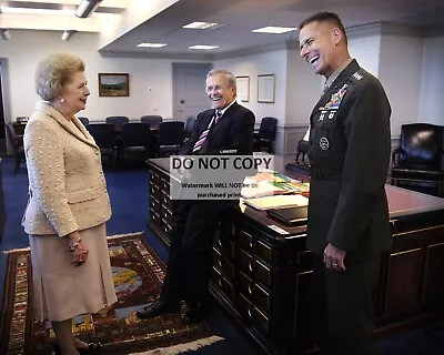 Margaret Thatcher With Donald Rumsfeld & General Peter Pace  8x10 Photo (ep-665) • $8.87