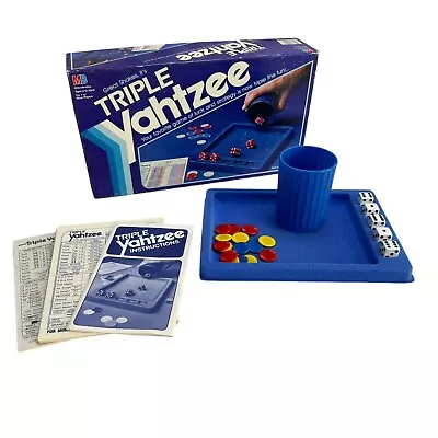 Vintage Triple Yahtzee Board Game Milton Bradley 1991 Complete Extra Score Pad • $12