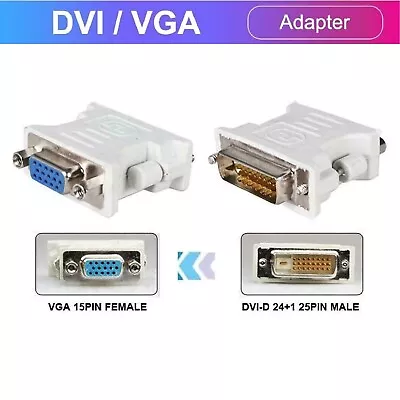 DVI Female To VGA Male Adapter DVI-I 24+1 Dual Link For LCD Pc HDTV Projectors • $7.49