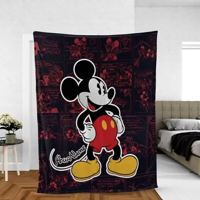 Personalized Comic MIckey Mouse Kid BlanketBaby Name Blanket Custom Bedding Set • $129.99