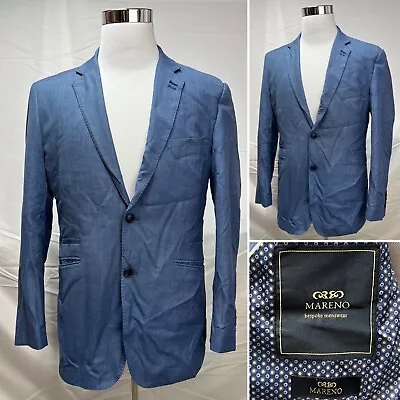 Mareno Bespoke Menswear Chambray Blue 2-Button 40R Blazer Suit Jacket Sport Coat • $59.50