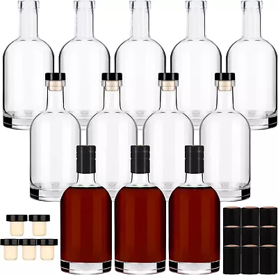 12Pack Glass Bottles With Cork 12Oz Clear Glass Bottles 375Ml Nordic Bottles Wit • $59.99