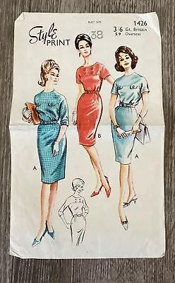 Vintage 1960s Style Print 1426  Dress Sewing Pattern Bust 38” UNCUT & COMPLETE • £3