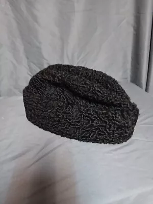 North King Black Dyed Persian Lamb & Mouton Fur Winter Hat With Ear Flaps • $59.99