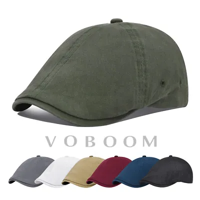 VOBOOM Mens Cotton Washing Flat Cap Cabbie Hat Gatsby Ivy Irish Hunting Newsboy • $9.99