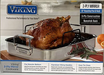 Viking Culinary 4013-5016 3-Ply Stainless Steel Roasting Pan • $210