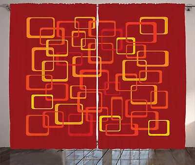 £44.99 • Buy 1970s Curtains Retro Style Squares Warm Tone