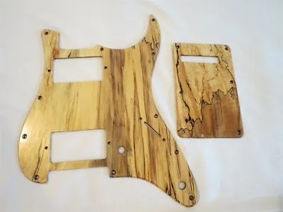 Spalted Maple Wood Solid Wood STRAT GUITAR Pickguard & Backplate HH #4839 • $23.49