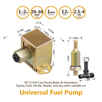 5/16  Universal Fuel Pump Electric Inline Low Pressure Gas Diesel  2.5-4PSI 12V • $17.95