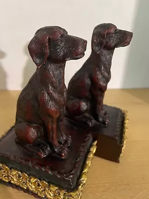 Vintage Labrador Retriever Bookends 1997  CPK LTD Wood Colored With A Gold Trim • $25