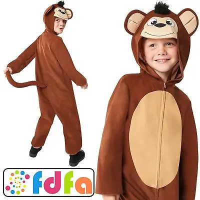 Amscan Monkey All In One Jumpsuit Kids Childs Fancy Dress Costume Book Day • £13.89