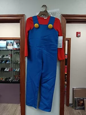 Super Mario Deluxe Child Costume Sz M 8 - 10 W Hat And Mustache Halloween New • $19.99