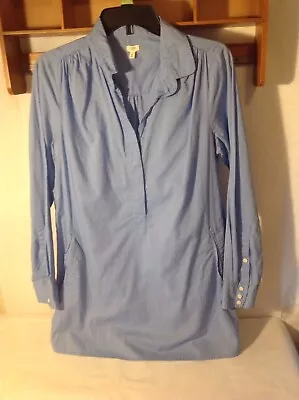 J.CREW 1/2 Button Down Popover Toluca Tunic Pockets Long Shirt Blue Sz S   831A • $20.99