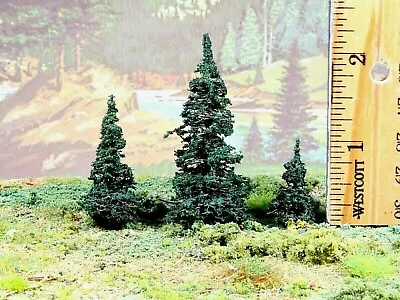 12 Pcs DARK GREEN PINES: 1  1.5  & 2  Model Trees 11mm 15mm N HO Forest Scenery • $17.90