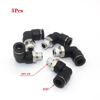 5Pcs Pneumatic Male Elbow Connector Tube OD 5/16''X NPT 1/8'' PU Push In Fitting • $8.88