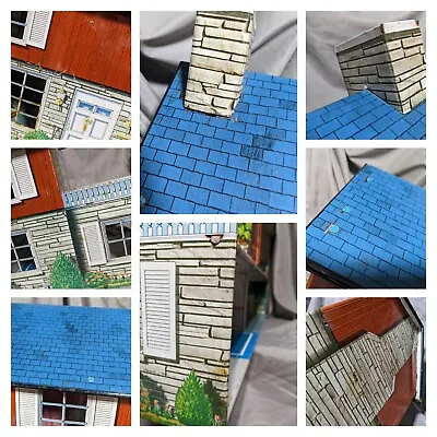 Vintage Louis Marx & Co 1951 Tin Metal 2 Story Colonial Dollhouse With Patio • $62