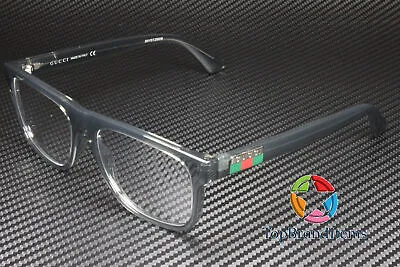 GUCCI GG1117O 003 Rectangular Grey Transparent Demo Lens 56 Mm Men's Eyeglasses • $134.98