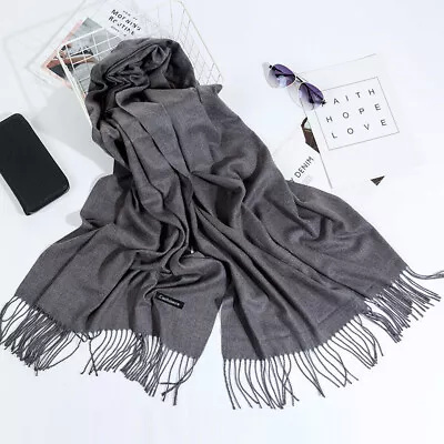 Women Lady Winter Warm Scarf Cashmere Long Wrap Shawl Plaid Knit Scarf Pashmina • £4.79