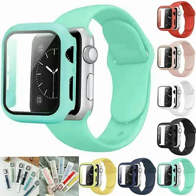 $11.39 • Buy Silicone IWatch Band Strap + Case For Apple Watch 1 2 3 4 5 6 7 SE 45 42 41 38mm