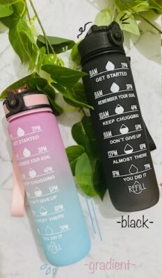 1L Water Bottle Motivational Drink Flask With Time Markings BPA Free Sport Gym • $14.90