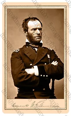 WILLIAM T. SHERMAN Infamous Union General Civil  War Vintage Photo  Card CDV RP • $8.99