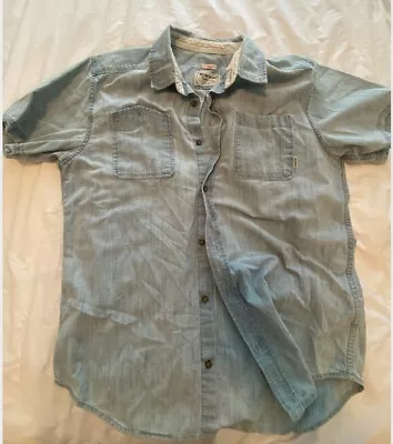 Burton Chambray Shirt Mens Large Blue Colorblock Button Up Short Sleeve • $15