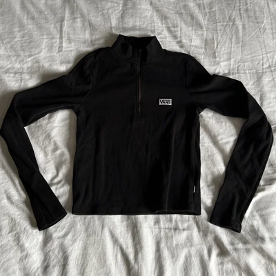 £5 • Buy Vans Black Women’s High Neck Quarter Zip Cropped Top Size S