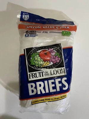 $66 • Buy Vintage Fruit Of The Loom White Briefs Underwear Small (30-32) Unopened 6 Pack