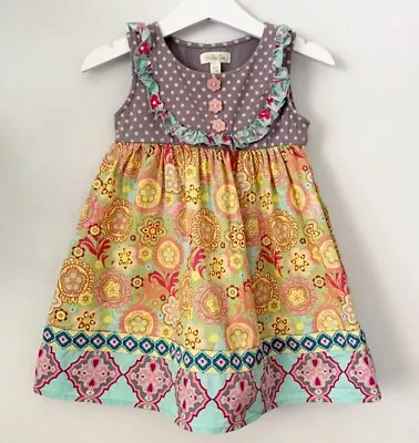 Matilda Jane (Friends Forever) Farren Sunny Dress - Size 2T Gray Yellow & Pink • $19.99