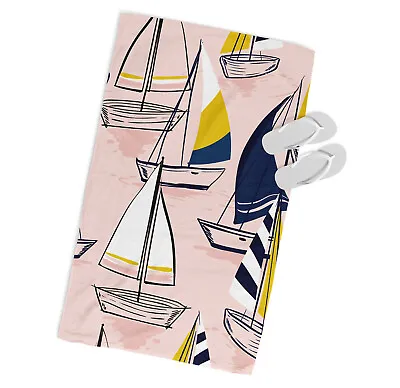 Sailing Boats Yachts MICROFIBRE BEACH TOWEL Designer Pink • £22.99