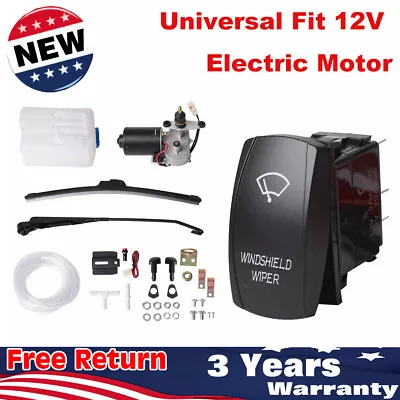 12V Electric Windshield Wiper Motor Kit & Wiper Rocker Switch For Polaris Can-Am • $44