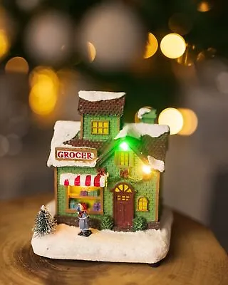 Christmas Scene LED Ornament Light Up Xmas Bakery Shop Decoration Festive Decor • £8.99