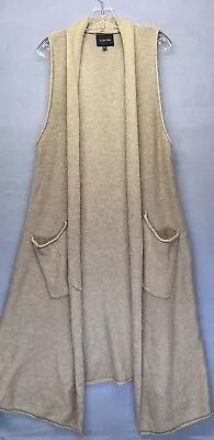 La Fee Verte Women Brown Sleeveless Collared Long Open Front Knit Cardigan M / L • $22