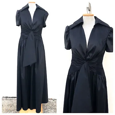 Vintage VTG 1980s 1990s Tony Bowls Black Ruched Evening Gown Dress • $150