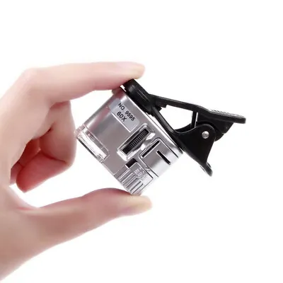 9595W 60X Magnifying Glass LED UV Light Mini Mobile Phone Clip Microscope • $6.79