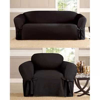 Bundle 2 Piece Sofa & Chair Micro-Suede Slipcover Furniture Covers 6 Colors • $46.10