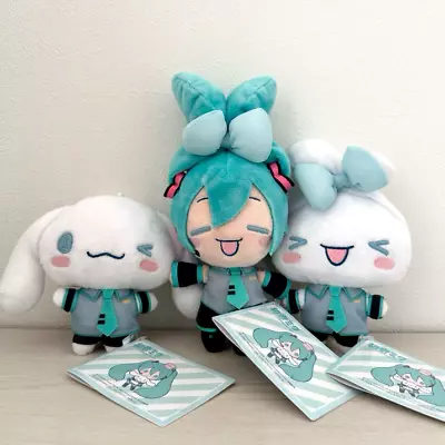 Hatsune Miku X Cinnamoroll Ribbon Wink Plush Toy Doll Set Of 3 SEGA Japan New • $53.95