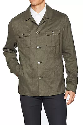 $178 New Calvin Klein Men's Slim Fit Button Up Oak Leaf Military Shirt Jacket L • $44.99