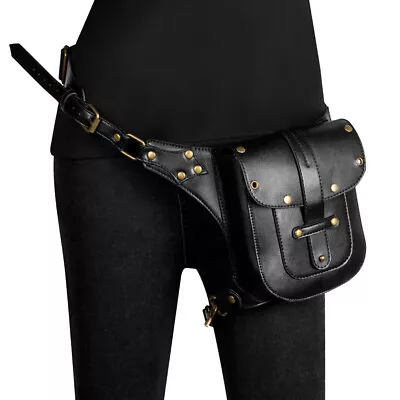 GEARDUKE Motorcycle Gothic Steampunk Leather  Crossbody Shoulder Waist Chest Bag • $29