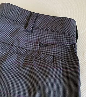 Nike Golf Dri-Fit Pants Men's 36x30 Gray Check Comfort Performance Poly Stretch • $22.49