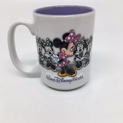 Authentic Walt Disney World Minnie Mouse White And Purple Coffee Mug Cup • $16.87
