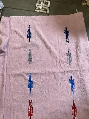 $34.92 • Buy Vintage Molina Indian Zapotec Throw Blanket Rug Bird Design 76x46 Pink