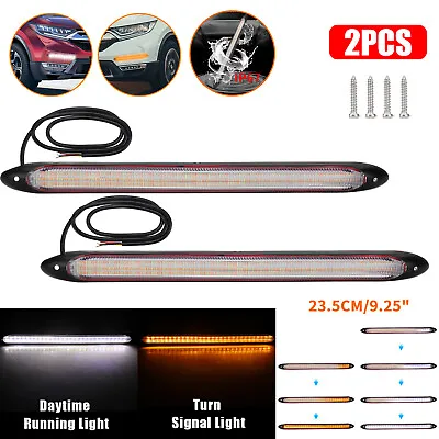 2x 9  DRL LED Headlight Strip Light Daytime Running Sequential Turn Signal Lamp • $12.98