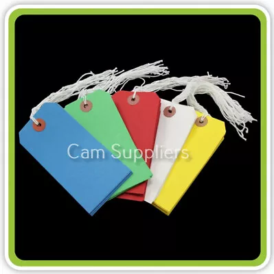 £3.95 • Buy Yellow Strung Tie On Tags Labels Retail Luggage Tags With String