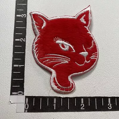 NOS Circa 1990s “RED” KITTY CAT Patch (Fancy Sophisticated Winking Cat)  00PG • $5.99