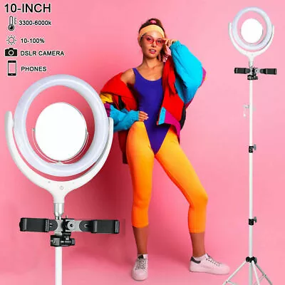 12  LED Ring Light 6000K 3 Colos Dimmable Stand Tripod Phone Holder Studio Video • $18.36