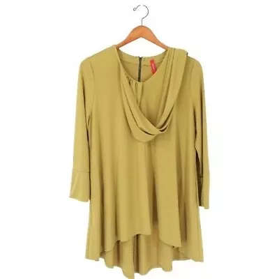 IC Collection By Connie K Chartreuse Green High Low Scarf Tunic Top M • $42.22