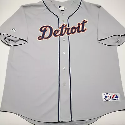 Authentic Majestic MLB Detroit Tigers Men's Grey Stitched Team Jersey Size 2XL • $79.99